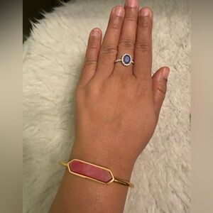 Kinsley Armelle Gold and Pink Hexagon Rhodonite Stone Bracelet